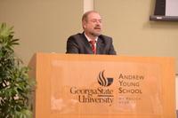IZA-Director Zimmermann during public speech at Georgia State University, Atlanta/USA